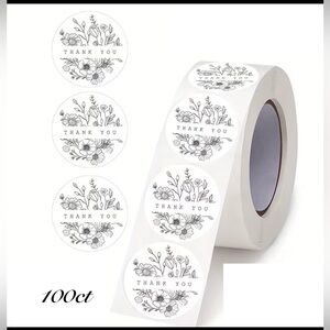 Thank You Design Stickers 100ct~ 1”  (Boutique) ~NEW~
